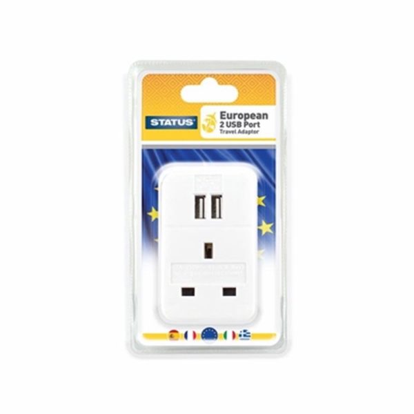 STATUS EUROPEAN TRAVEL ADAPTOR WITH 2 USB