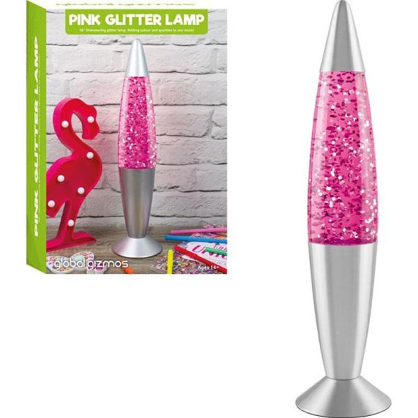 GLOBAL GIZMOS LAVA LAMP PINK GLITTER 16 INCH