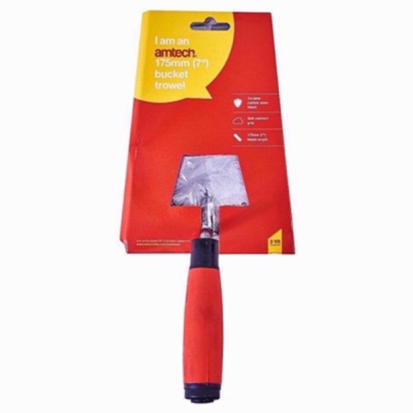 AMTECH TROWEL BUCKET 7INCH RED SOFT GRIP