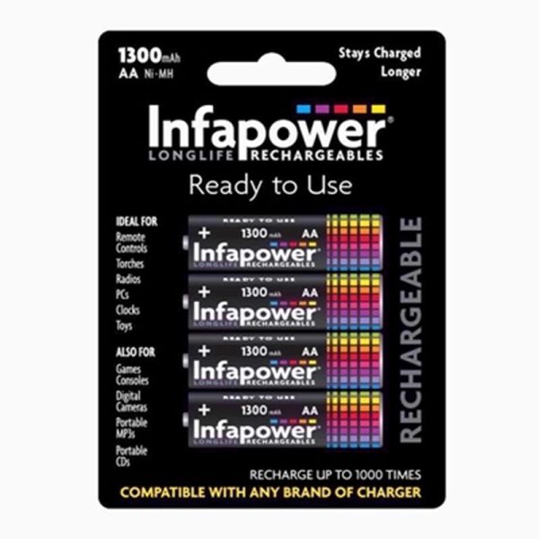 INFAPOWER BATTERIES RECHARGABLE AA 1300 4