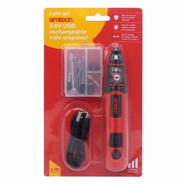 AMTECH RECHARGABLE MINI ENGRAVER 3.6V USB