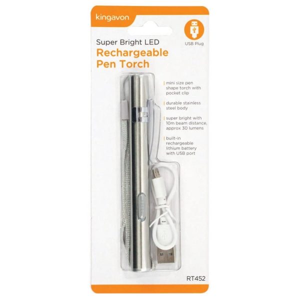 KINGAVON SUPER BRIGHT LED RECHARGEABLE PEN TORCH