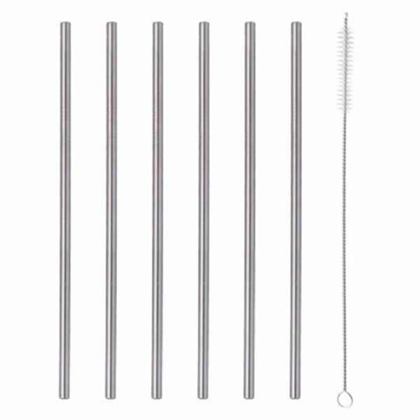 VINERS BARWARE DRINKING STRAW LONG STEEL 6 PC