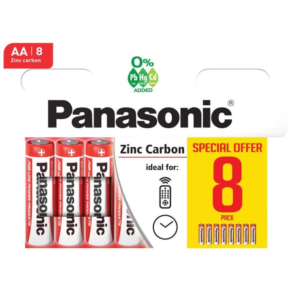 PANASONIC RED ZINC R6 AA PACK OF 8