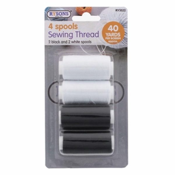 SEWING THREAD BLACK/WHITE 4PC