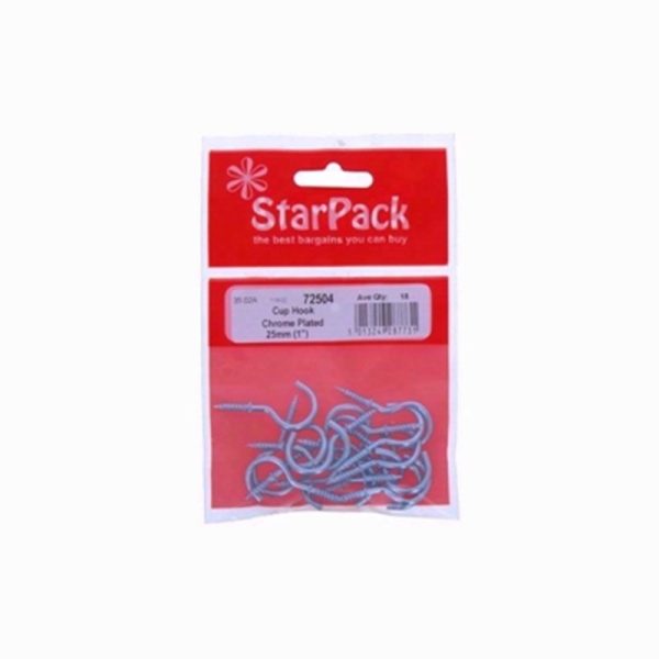 STARPACK CUP HOOK CHROME PLATED 25MM