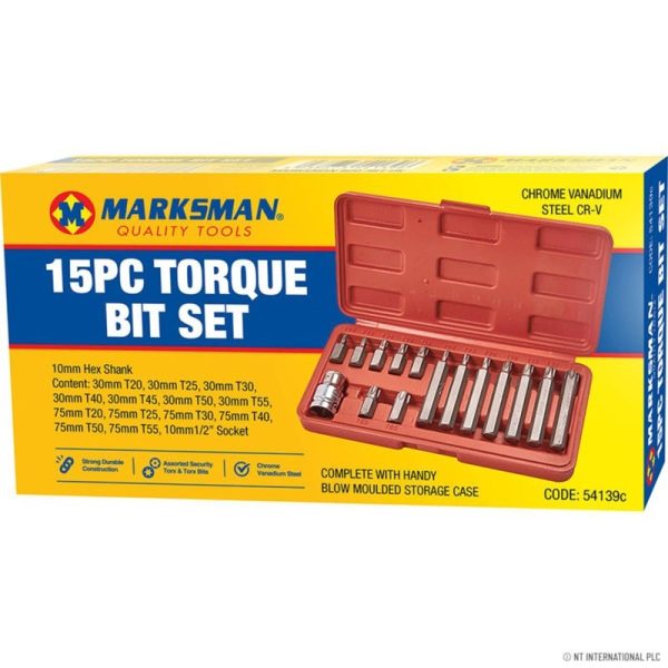 MARKSMAN TORQUE BIT SET 15PCE DNO