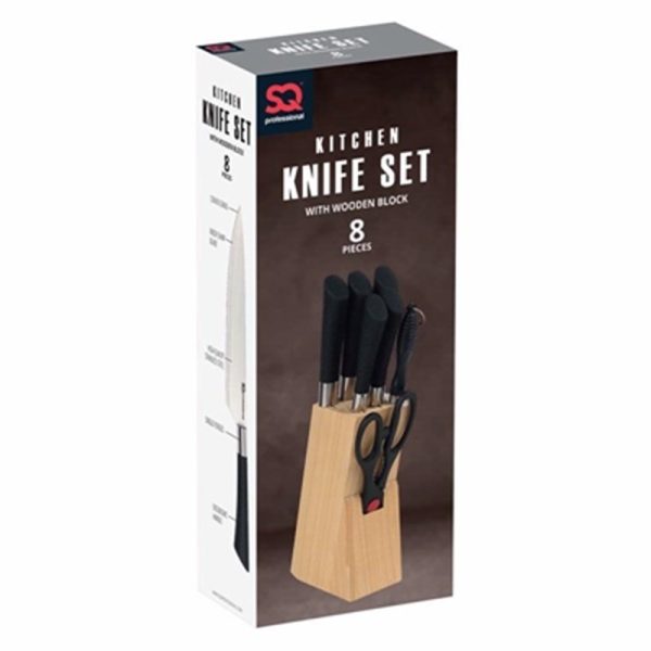 S/S KITCHEN 8PC KNIFE SET BLACK