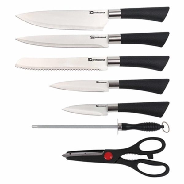 S/S KITCHEN 8PC KNIFE SET BLACK