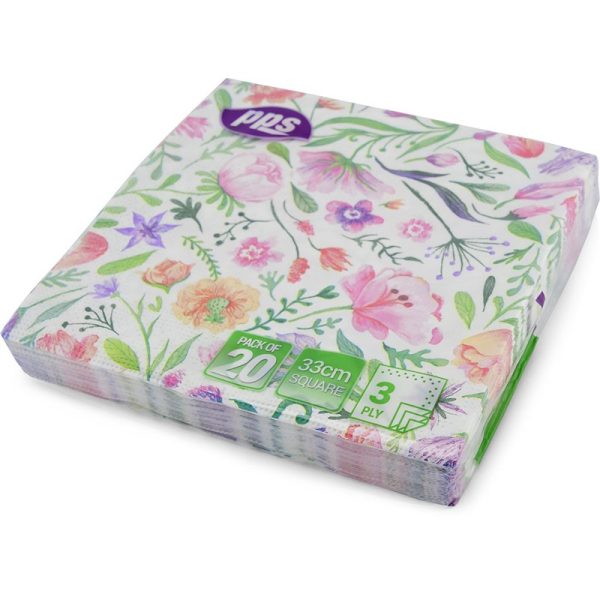 PPS 3PLY 33CM 20 NAPKINS FLOWER