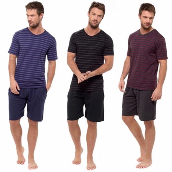 MENS TSHIRT & JERSEY SHORTS SET STRIPED ASSTD