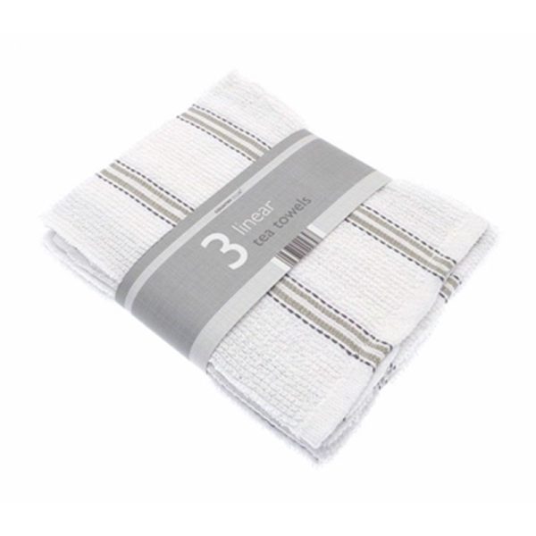 COUNTRYCLUB 3 LINEAR TEA TOWEL NATURAL