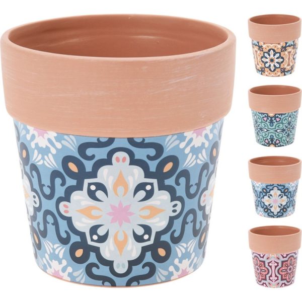 FLOWERPOT TERRACOTTA ASSORTED PATERNS 14CM