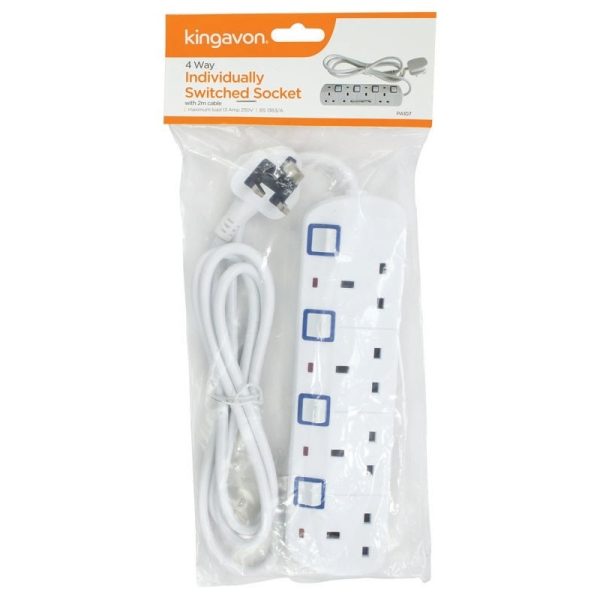 KINGAVON 4 WAY INDIVIDUALLY SWITCHED SOCKET 2M