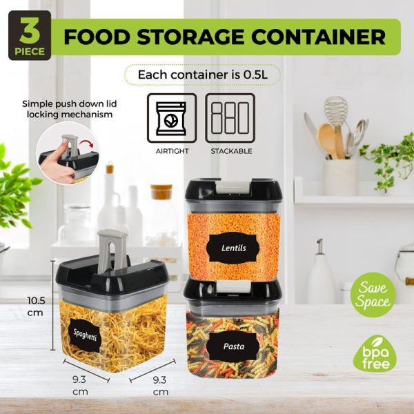 TOP 3 PLASTIC FOOD STORAGE CONTAINERS 0.5LTR 3PCS