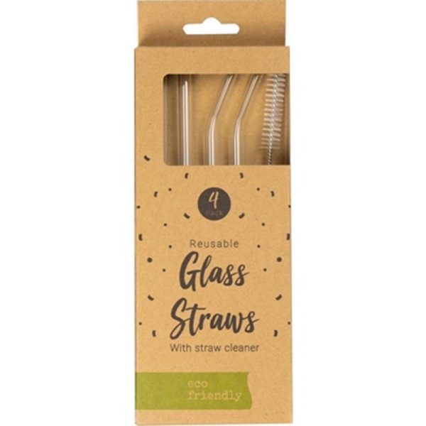 GLASS STRAWS REUSEABLE PACK OF 4