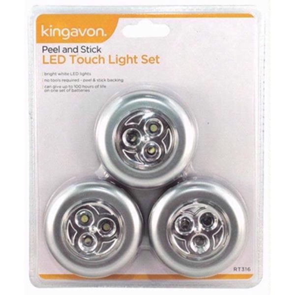 KINGAVON PEEL & STICK LED TOUCH LIGHT SET