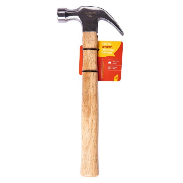 AMTECH CLAW HAMMER 16OZ WOODEN SHAFT