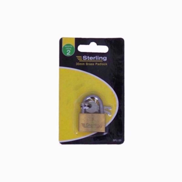 STERLING PADLOCK LOCKING BUDGET BRASS 30MM