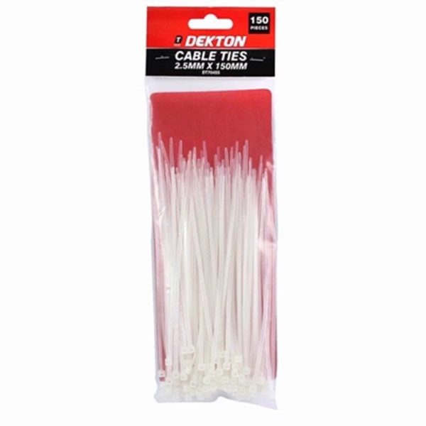 DEKTON CABLE TIES WHITE 150 PCS 2.5MMX150MM