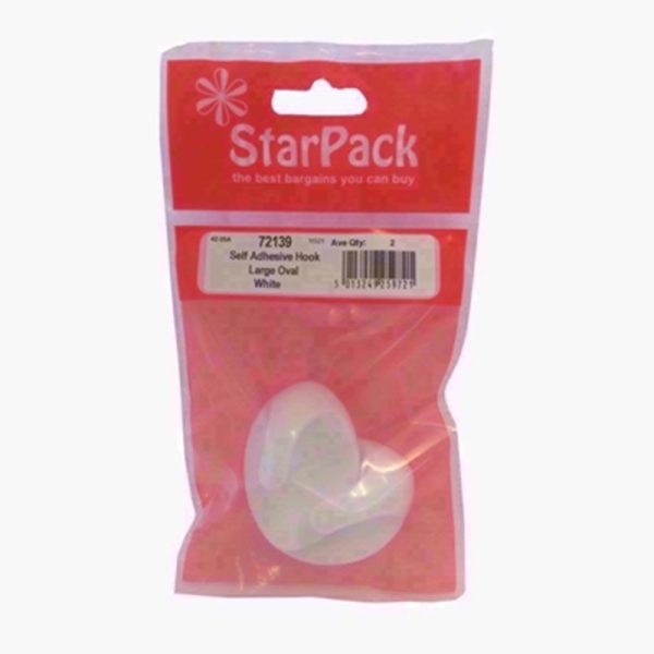 STARPACK ADHESIVE OVAL HOOK WHITE