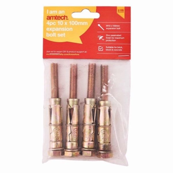 AMTECH EXPANSION BOLTS 4PC M10X100MM