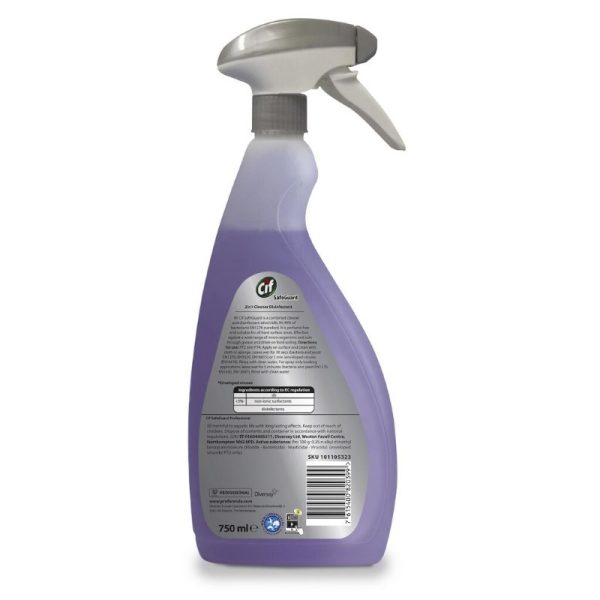 CIF PROFESSIONAL SAFEGUARD 2 IN 1 DISINFECTANT 750ML PACK OF 6