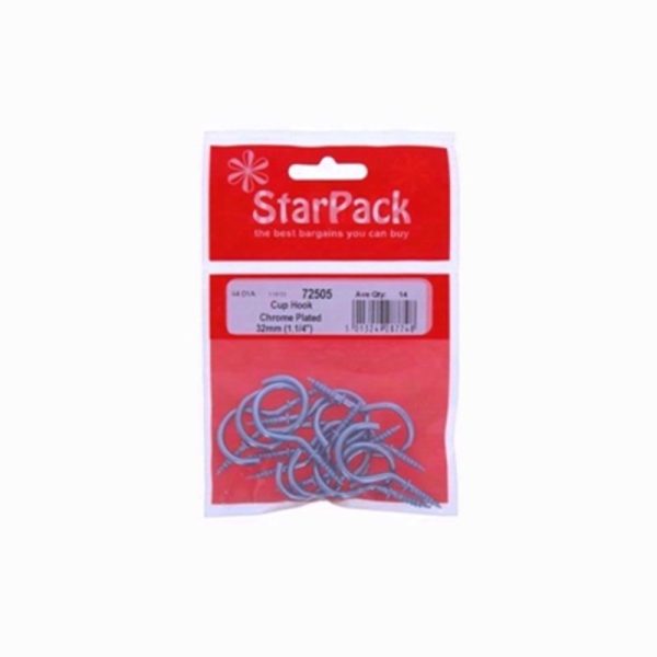 STARPACK CUP HOOK CHROME PLATED 32MM