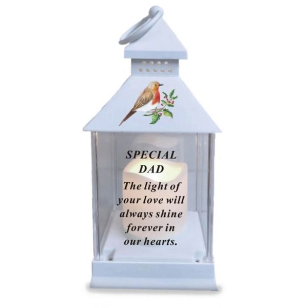 MEMORIAL WATERPROOF GRAVESIDE LANTERN WITH ROBIN DAD