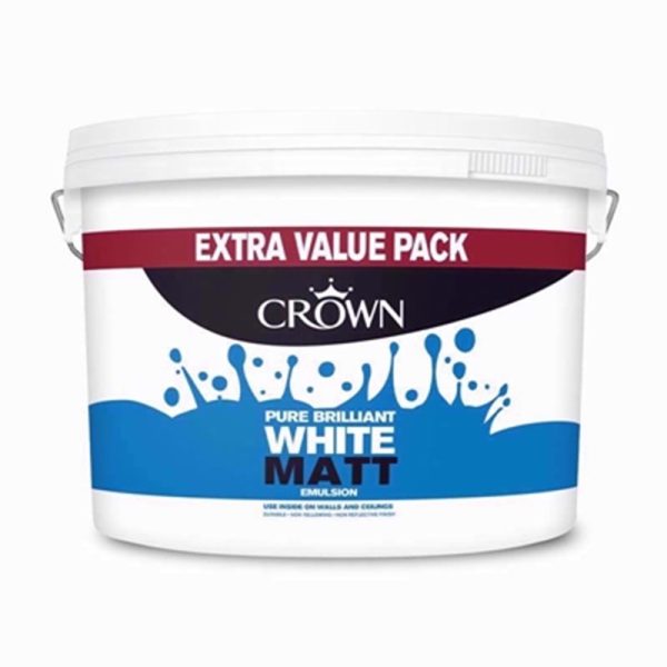 CROWN PAINTS 7.5LT MATT PURE BRILLIANT WHITE