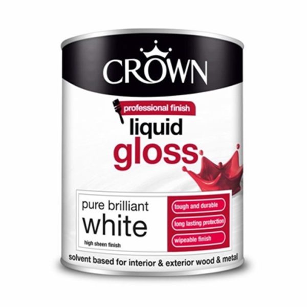 CROWN PAINTS LIQIUD GLOSS BRILLIANT WHT 750ML