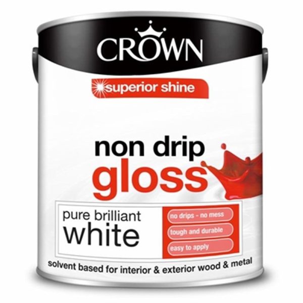 CROWN PAINTS NONDRIP GLOSS WHITE 2.5LT