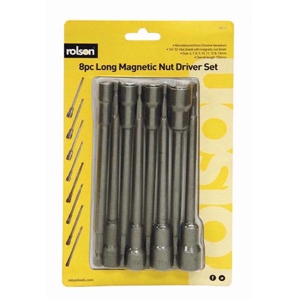 ROLSON LONG MAGNETIC NUT 8PC DRIVER SET