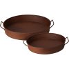 METAL TRAY WITH HANDLES BROWN