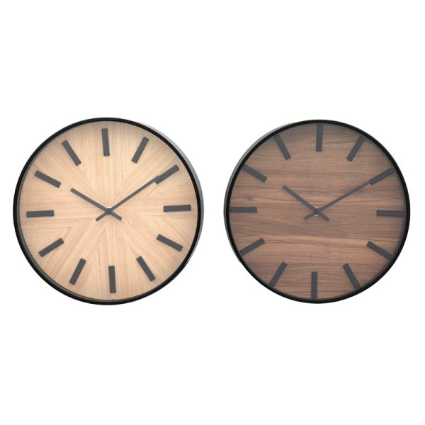 BLACK + WOODEN CLOCK 30CM