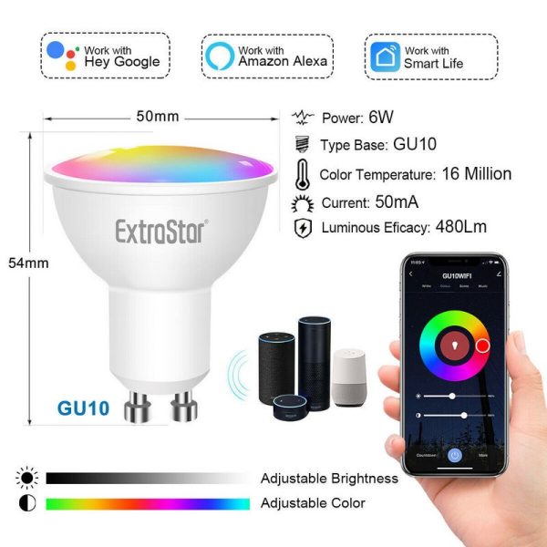 EXTRASTAR SMART WIFI DIMMABLE LIGHT BULB 6W (GU10)