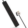 EXTRASTAR EXTENSION LEAD 6 GANG 1M BLACK
