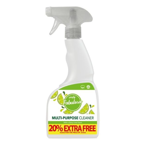 SIMPLY FABULOSA TRIGGER MULTI SURFACE CLEANER ZESTY LIME 420ML PACK OF 12