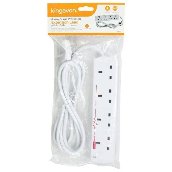 KINGAVON 4 WAY SURGE PROTECTION EXTENSION 2M