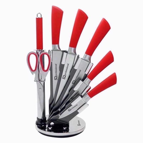 STAINLESS STEEL KITCHEN 8PC KNIFE SET RED