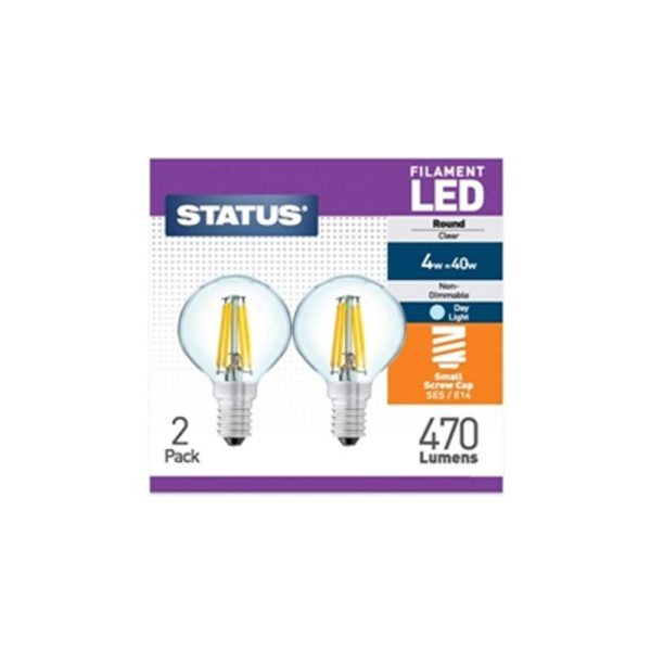 STATUS FILAMENT LED 40W RND SES DAYLIGHT PACK OF 2