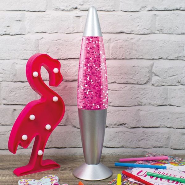 GLOBAL GIZMOS LAVA LAMP PINK GLITTER 16 INCH