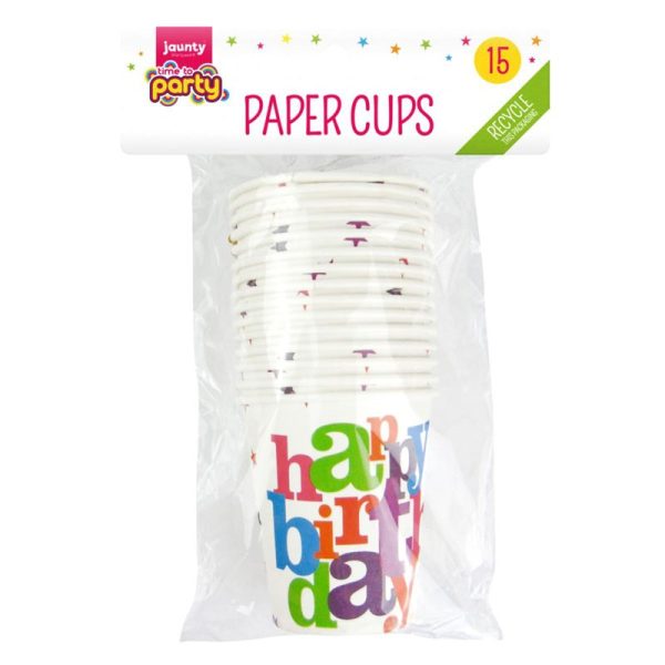 TIME TO PARTY GENERIC BIRTHDAY CUPS 15PC