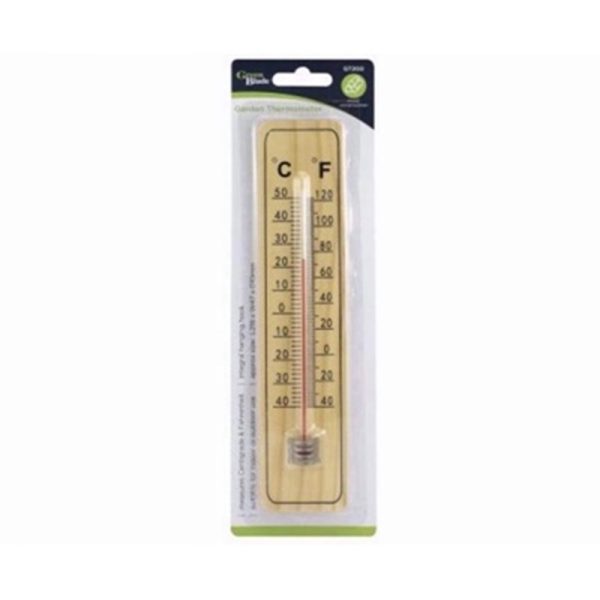 GREEN BLADE WOODEN GARDEN THERMOMETER