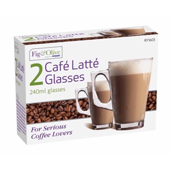 RYSONS KITCHEN LATTE CAFE GLASS 2PC