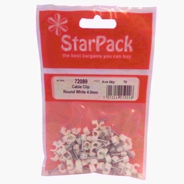 STARPACK CABLE CLIP WHITE 4.0MM