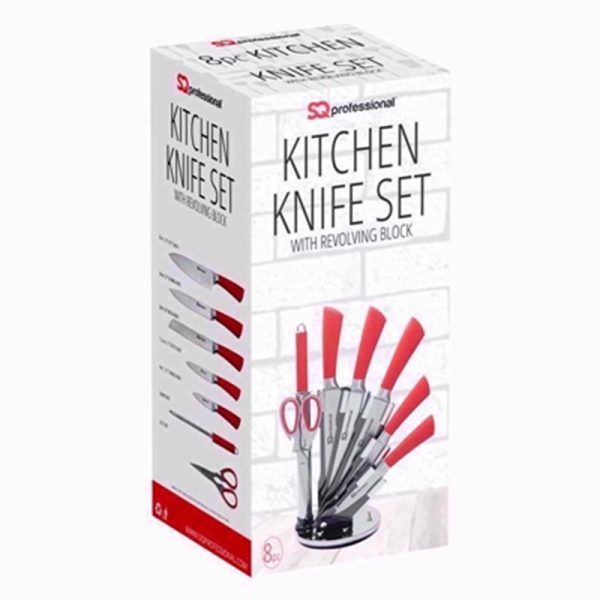 STAINLESS STEEL KITCHEN 8PC KNIFE SET RED