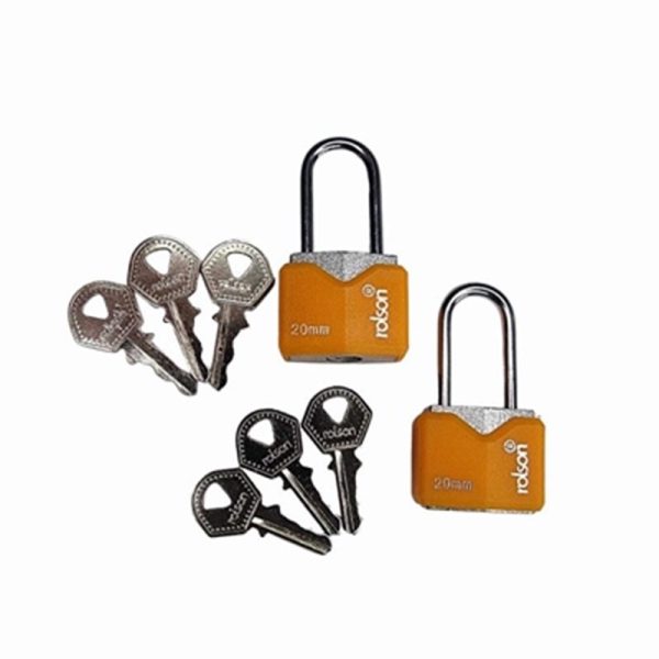 ROLSON IRON LONG SHACKLE PADLOCK 2PC 20MM