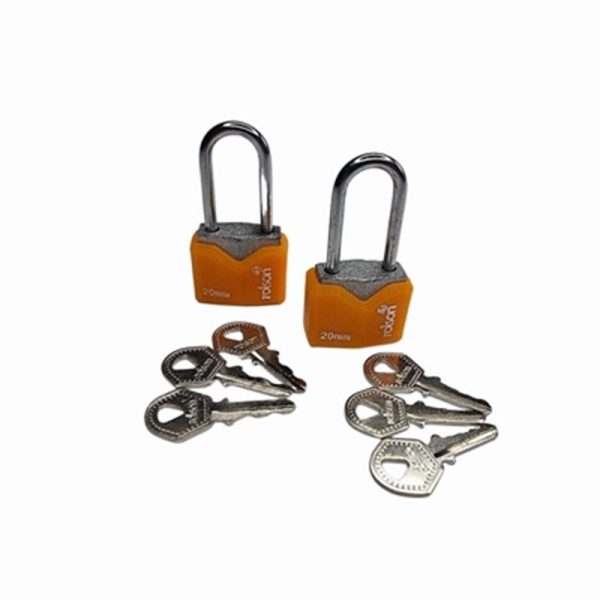 ROLSON IRON LONG SHACKLE PADLOCK 2PC 20MM