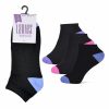 SOCK LADIES 3 TRAINER PACK OF 4 BLACK ASSORTED TOE